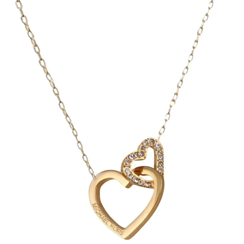 MICHAEL KORS • Gold Interlocking Open Hearts Necklace
